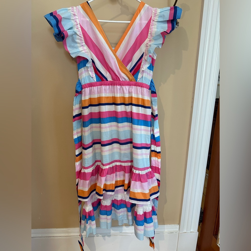 Women’s' Multi-Color Striped Ruffle Dress - Picture 3 of 10
